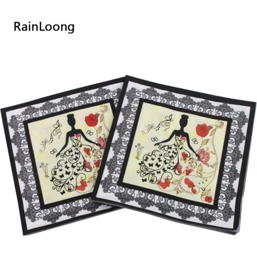 [RainLoong] Printed Wedding Paper Napkins Tissue Napkin Supply For Wedding Decoration Decoupage 33*33cm 1 pack (20pcs/pack)