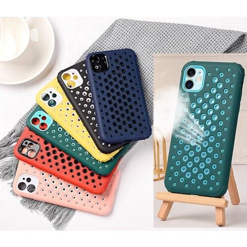 Dissipate Heat Phone Case For Iphone 12 Pro Max Coque Iphone 11 7 8 Plus Xr Mini Breathing TPU Cover Fine Hole Protective Cases