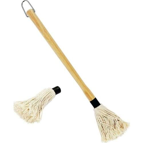 BBQ Barbecue Mop Brush Professional Wooden Handle Cotton Basting Sauce Glaze Brushes Removable Brush Head Grill Cooking Tool #40