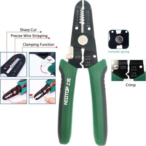 Wire Stripper Tweezers Clip 7.5 Inch 0.8-2.6mm2 High Quality Cable Stripping Crimping Pliers Electrician Repair Hand Tools