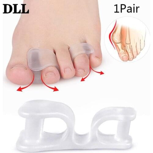 Big Toe Two Hole 2Pcs Thumb Valgus Toe Separator Silicone Gel Foot Fingers Protector Corrector Pedicure Foot Care Tool