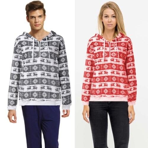 Chic 2018 NEW Couple Matching Unisex Men Women Christmas Hooded Sweatshirt Jacket Hooded Knitted Pullover Jumper Tops