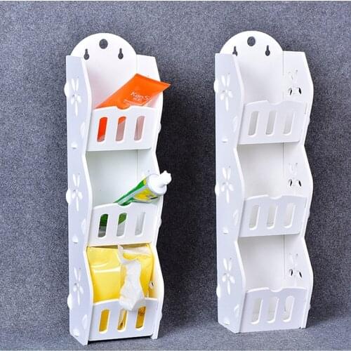 Bathroom Three Layers Storage Shelf Toilet Storage Rack Wall Mounted Storage Holder Office Corner Storage Organizer 1PC LO612241