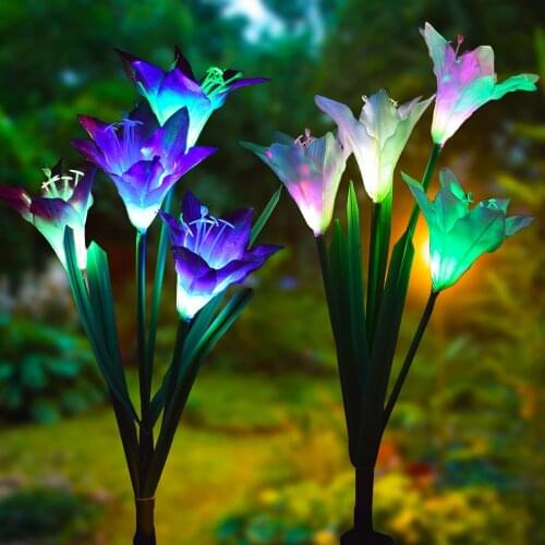 Solar simulation flower lily lamp outdoor rainproof courtyard planting lawn lamp outdoor landscape decoration lamp