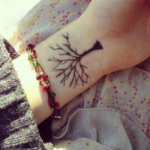 Waterproof Temporary Tattoo Sticker Black Tree Branch Design Fake Tatto Flash Tatoo Arm Hand Body Art for Women Men