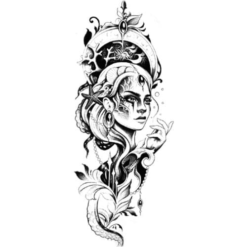 Ocean Mermaid Waterproof Temporary Tattoo Sticker Starfish Jewelry Necklace Fake Tattoos Flash Tatoos Arm Body Art for Women Men