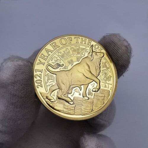 Year of Ox Gold Coin Australia Lunar New Year Gifts Bull Cattle Lucky Commemorative Souvenirs Gifts Merry Christmas