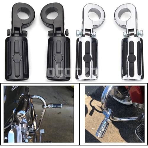 1 1/4" Motorcycle Pegs Highway Footpegs Engine Crash Bar w/Clamps Mount 32mm Footrests Custom for Harley Indian Yamaha Honda