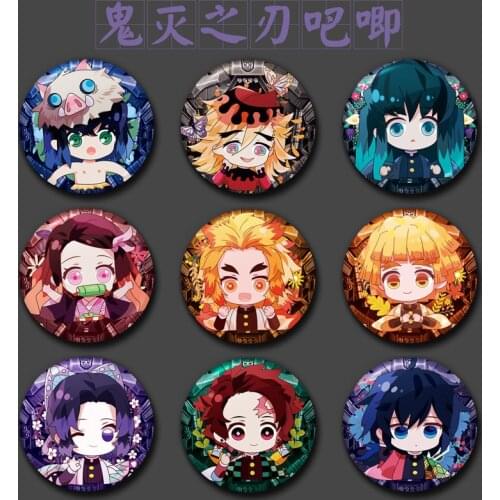 1pc 58mm Anime Demon Slayer: Kimetsu no Yaiba Kamado Tanjirou Zenitsu Inosuke Badges Brooch Icons