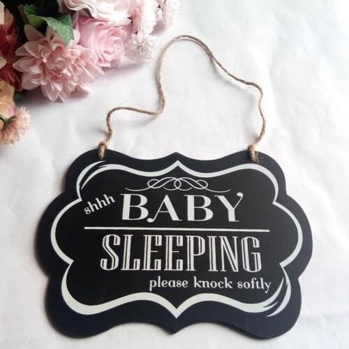 1pcs Baby Sleeping Letters Printed Bedroom Door Wooden Hanging Sign Board Home Decor