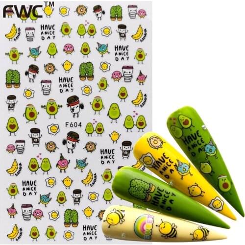 ZKO 1 PC Comic Adhesive 3D Nail Sticker Foil Decals For Nails Sticker Art Cartoon Nail Art Decorations Designs Tool