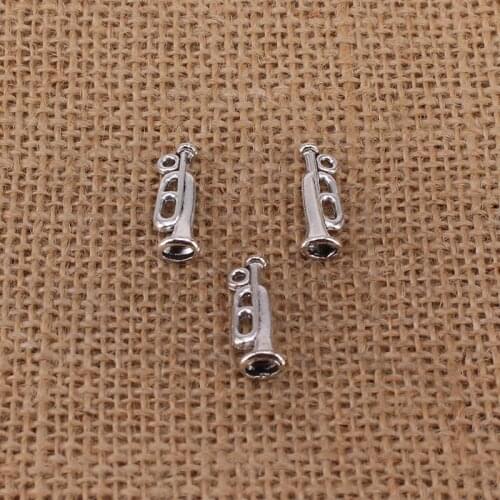10pcs Horn Trumpet Charms 23x7mm Antique Silver Color Pendant for DIY Jewelry Making Findings Handmade Craft 0183
