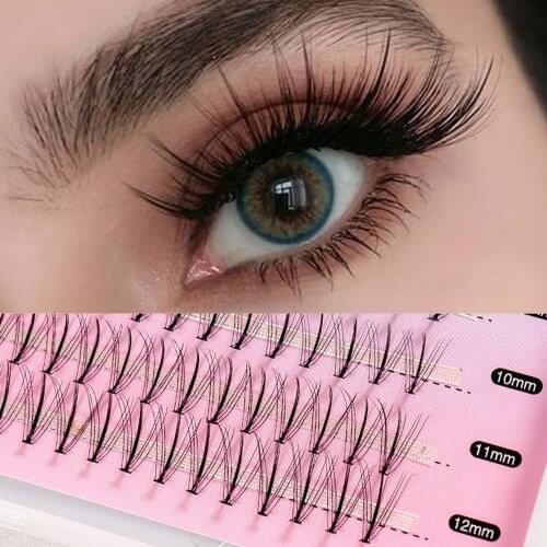 100 Bundles/Box Natural Long Cluster Eyelash Extension Mixed Length DIY Self Grafting Eyelashes C Curl Volume Eye Lashes Makeup