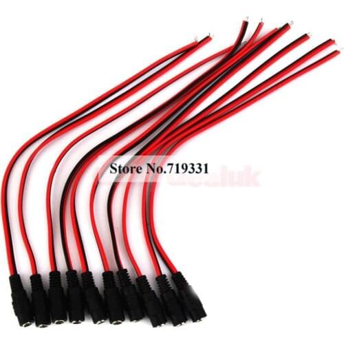 10x 5.5*2.1mm Female DC Power Plug Connector CCTV PSU Pigtail CABLE Jack 12V