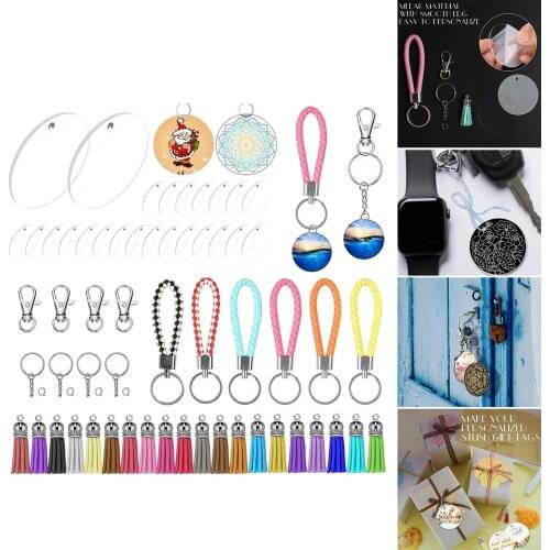 146Pcs Acrylic Keychain Blanks Pendant Tassel Keychain Project Set