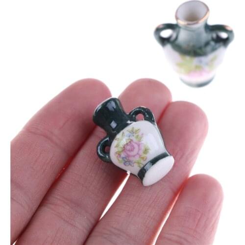 2pcs Ceramics Vase Miniature Beautifully Designed Ceramic Vase 2 Sets Mini Doll House Mini Art Decorations