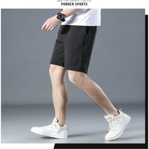 2021 Summer Mens Mens Stretch Thin Mens Sports Casual Pants Beach Pants Shorts Five-Point Pants Mid-Pants Breeches