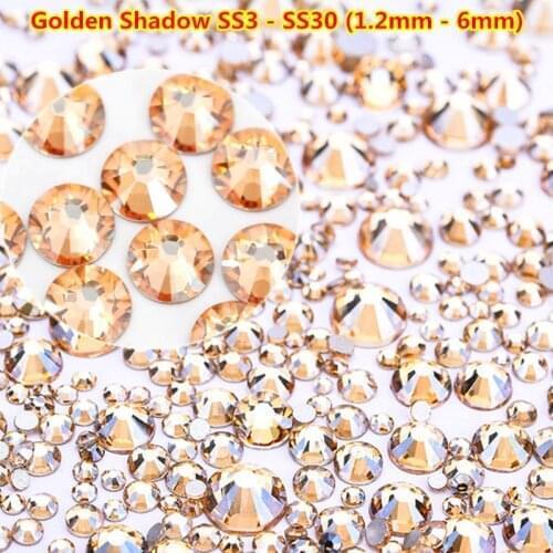 2019 New arrival Golden Shadow Non Hot fix nail cristaux swarovsky Rhinestones Crystal Nail Art Strass for Nails Decorations