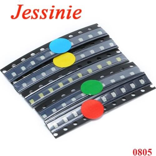 50pcs 0805 SMD LED light Package 5 Colors Red White Green Blue Yellow 0805 Light Emitting Diode Set Wholesale
