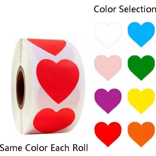 500Pcs/Roll Love Heart Round Shaped Sticker Scrapbooking Package Gift Packaging Seal Labels Party Supply Stationery Labels