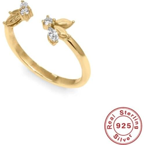 GS 925 Sterling Silver Ring Mini Bee Engagement Zircon Diamond Open Original Rings For Women Gift Jewelry Wholesale Pendientes