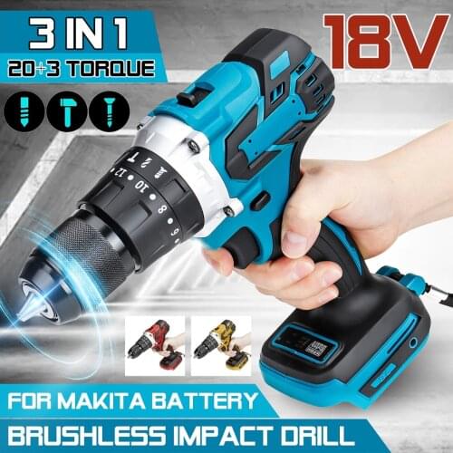 18V Torque Cordless Screwdriver Brushless Drill Electric Hammer Impact Drill Screwdriver Electric Power Supports Tools