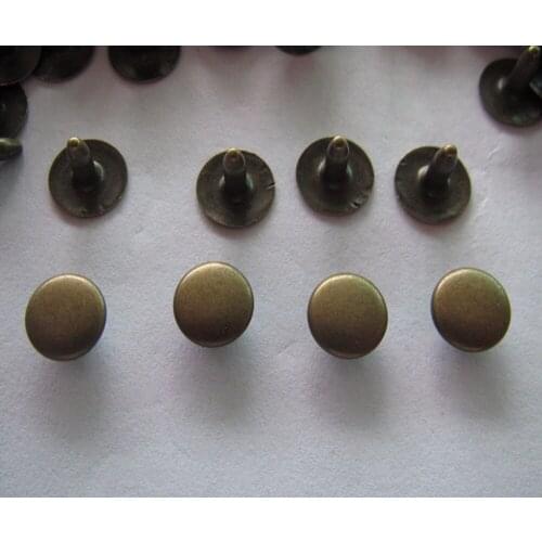 Free shipping 8mm brass rivet jeans plating antique brass double surface package and bag rivets 200set
