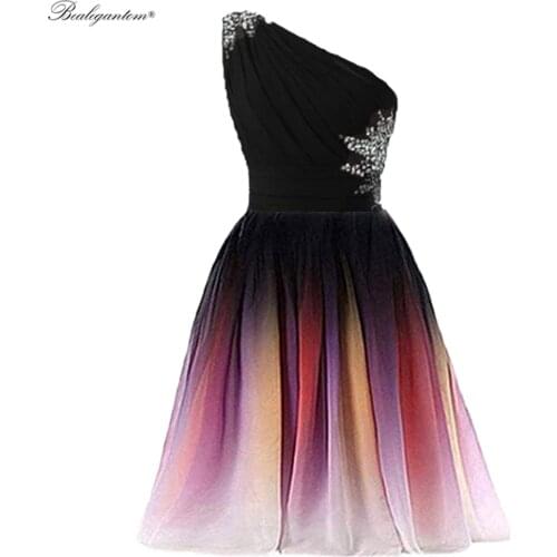 BM 2021 Sexy Short Gradient Chiffon Prom Dresses Beaded Strap Back Plus Size Ombre Formal Evening Party Gown BM371