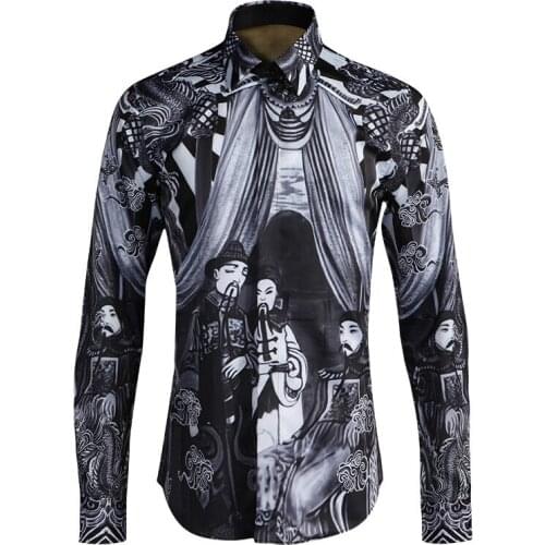 Brand Design Shirt Men Luxury Leopard Long Sleeve Men Shirt Slim Fit Mens Dress Shirts Casual High quality shirts M-4XL