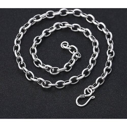 4mm/5mm/6mm 100% Solid 925 Sterling Silver Long O Chains Necklace For Boys Women Men Simple Fine Jewelry Hot sale