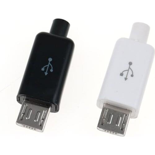 Cltgxdd 10pcs Micro USB 4Pin 5A Male connector plug Black/White welding Data OTG line interface DIY Data Cable Accessories