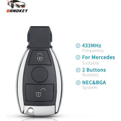 Dandkey NEC BGA Fob 2/3 Buttons BGA Style Remote Smart Car Key 433Mhz For MB Mercedes BENZ E S 2Supports Original