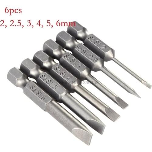 DHL 50set 6pcs/set Alloy Steel Screwdriver 50mm 2.0-6.0mm Flat Head Slotted Tip Magnetic Slotted Screwdrivers set shoe Sewing