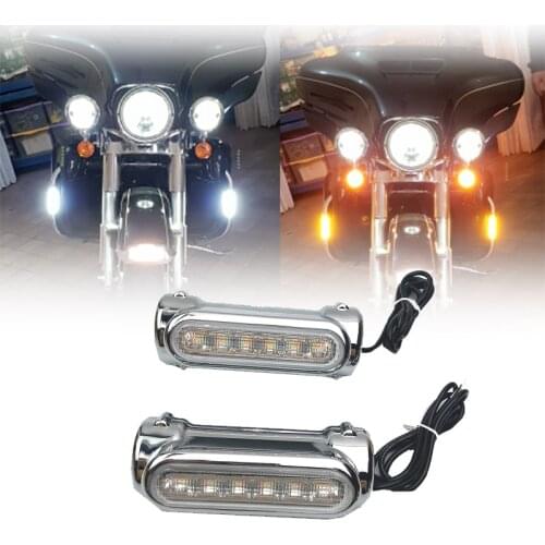 1 pair 4 Color For Crash Bars Harley Touring Bikes Motorcycle Highway Bar Switchback Driving Light White turn Amber