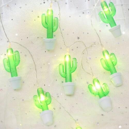 INS Girls Room Layout Chic Cactus Fairy Lights Bedroom Hipster Wedding Decorative String Lights Colored Lights Fairy Garden