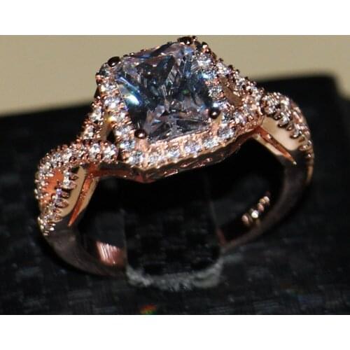 Choucong Wieck Princess cut Cute Jewelry 925 sterling silver Rose gold filled CZ stones Women Engagement Band RIng size 5-11