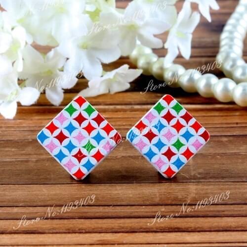 Square Shape High Quality Photo Wood Laser Cut Cabochon to make Rings, Earrings, Bobby pin,Necklaces, Bracelets