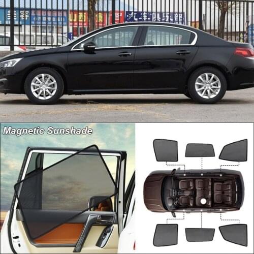 Car Side Windows Magnetic Sun Shade UV Protection Ray Blocking Mesh Visor For Peugeot 508 Curtain Accessories