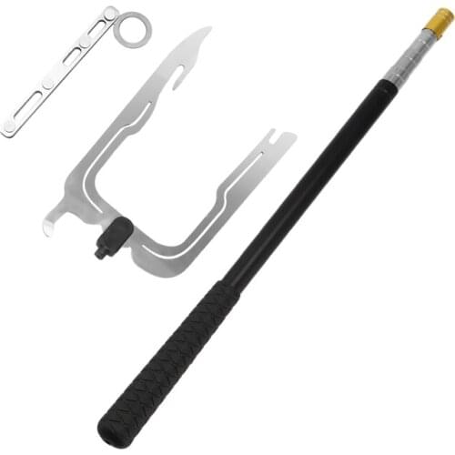 Multifunctional Boat Hook, Metal U-Shaped Long-Distance Threader Telescoping Boat Pole with Hook for Outdoor Docking