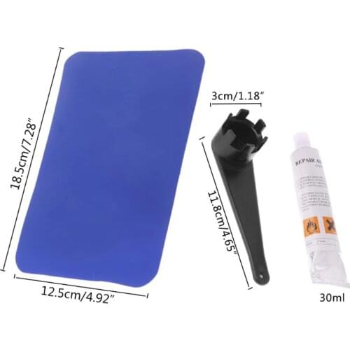Inflatable Boat Swimming Pool Kayaking PVC Puncture Repair Patch Glue Kit Adhesive Canoe Valve Wrench