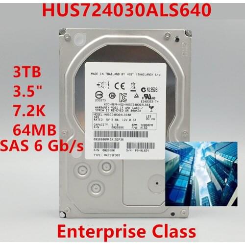 New Original HDD For Hgst 3TB 3.5" SAS 6 Gb/s 64MB 7200RPM For Internal Hard Disk For Enterprise Class HDD For HUS724030ALS640