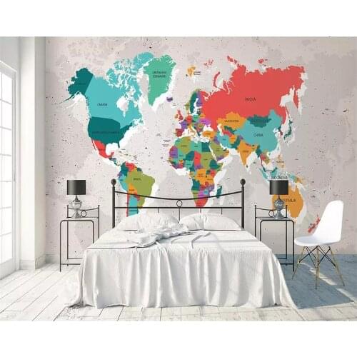 Beibehang Custom wallpaper simple American retro mottled color world map TV background wall home decoration mural 3d wallpaper