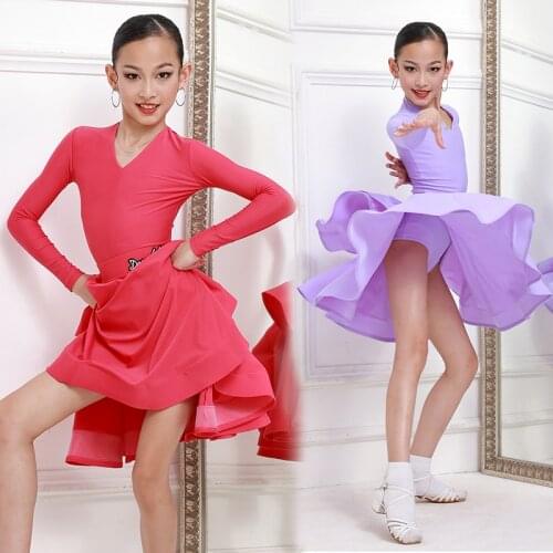 Latin Dance Dress Girls Latin Competition Long Sleeve Fringe Dress Samba Cha Cha Rumba Performance Costume Girls' Dress BL5263