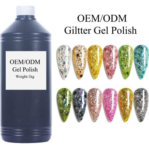 2021 Popular 1 Liter/1kg Bulky Manicure Gel UV Nail Polish Long Lasting Glitter Color Gellak Lacquer All for Nails Shop Salon