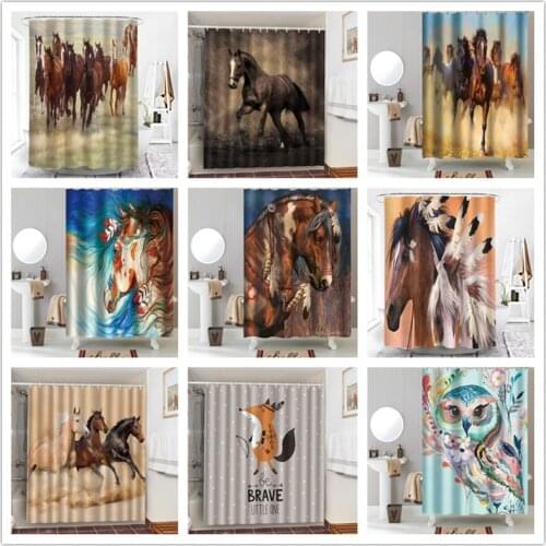 Running Fine Horse Polyester Waterproof Shower Curtains Fabric Bathroom Decorative Curtain Bath Blackout Screen 3d Bath Curtains
