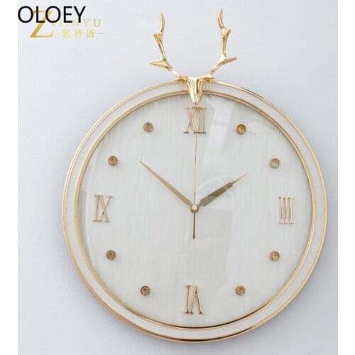 Luxury Nordic Wall Clock Large Metal Clock Mechanism Gold Living Room Creative Clocks Wall Silent Deer Modern Saat Home Decor