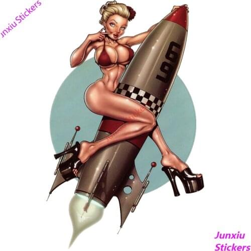 SEXY BLONDE BLUE BIKINI Pinup Girl STICKER Car DECAL Motorcycle Decor Moto Poster Scratch-Proof Exterior Decoration KK Material