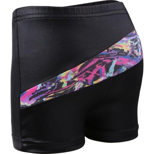 Ballet Gymnastic Dance Shorts Girls Underpants Black with Colorful Stripe Elastic Stretchy Shorts Pants For 2-10Y Little Girl