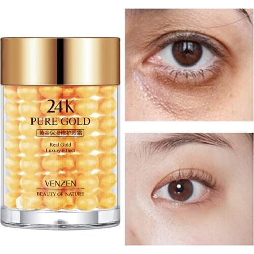 24K Gold Eye Cream Moisturizing Anti-Puffiness Anti-Wrinkle Remove Dark Circle Anti-Aging Nourish Repair Glycerin Eye Care 30g