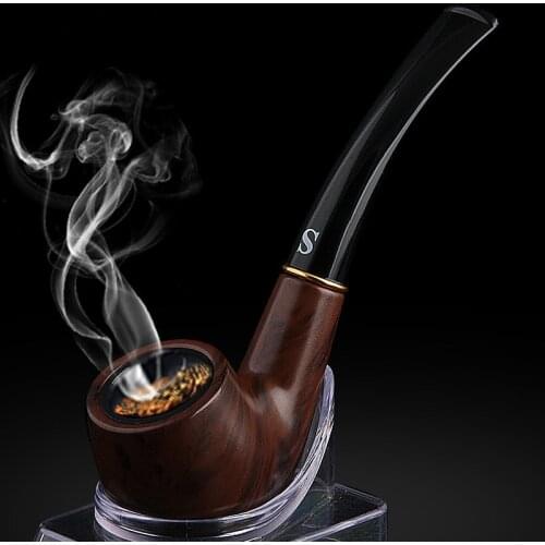 Resin Ebony Wood Tobacco Pipe Retro Bakelite Bending Filter Pipe Potable Handheld Smoking Pipe Cigarette Accessories Mens Gifts